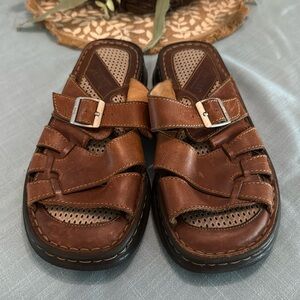 Born JM3K Tan Leather Strap Comfort Sandals Size Women 9